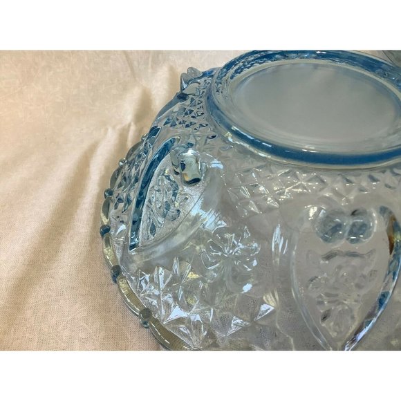 Indiana Glass Aqua Lidded Candy Dish, Heart and Flowers Pattern - Picture 8 of 11